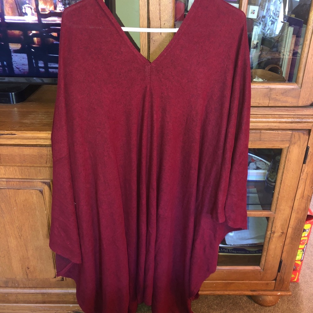 Maroon Poncho Sweater